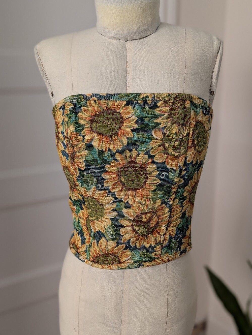 Sunflower Strapless Bodice in Yellow and Green / Small